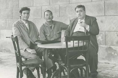 Julio Cortázar, Chino López y José Lezama Lima (de izquierda a derecha), en La Habana en 1963.