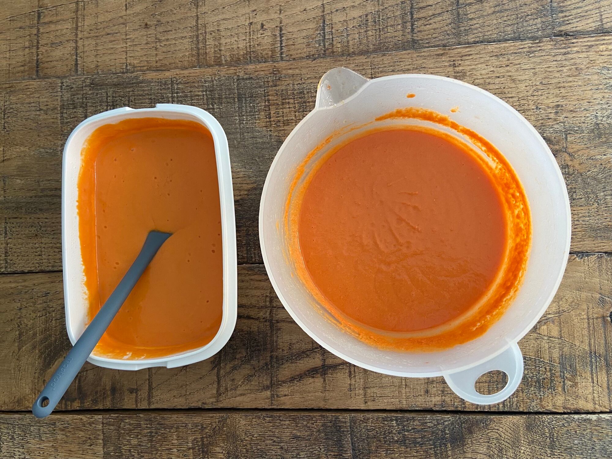 Gazpacho sin maceración y con maceración.