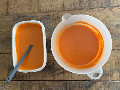 Gazpacho sin maceración y con maceración.