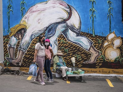 Una vendedora en la calle de Milpa Alta.