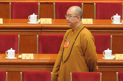 El maestro budista Xuecheng, en la Conferencia Consultiva Política del Pueblo Chino en 2014.