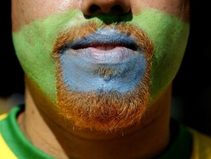 Un aficionado brasile&ntilde;o en el primer d&iacute;a del Mundial.