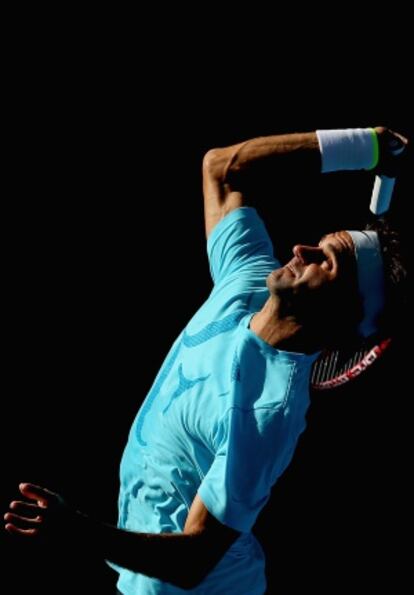 Federer, durante un entrenamiento en Melbourne.