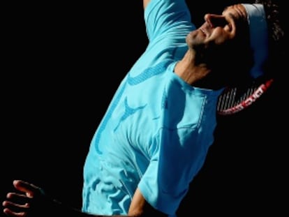 Federer, durante un entrenamiento en Melbourne.