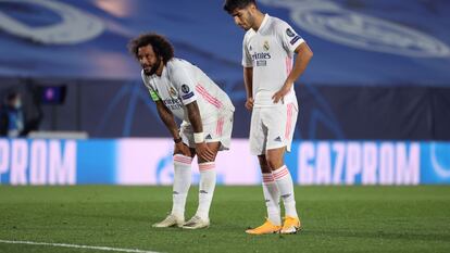 Marcelo y Marco Asensio, este miércoles en el Estadio Alfredo Di Stéfano ante el Shakhtar.