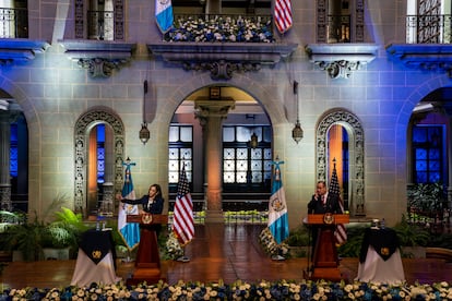 Kamala Harris with then-President of Guatemala Alejandro Giammattei in June 2021.