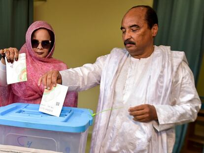 El expresidente de Mauritania Mohamed Ould Abdelaziz en junio de 2019 durante las elecciones presidenciales en Nuakchot.