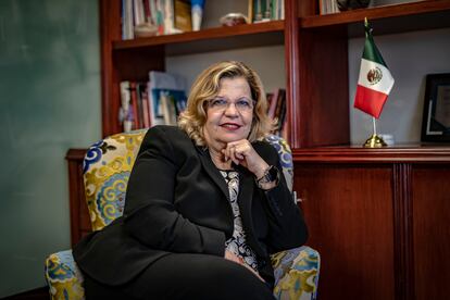 Nadine Gasman, titular del Instituto Nacional de las Mujeres, en una entrevista para EL PAÍS, en Ciudad de México.