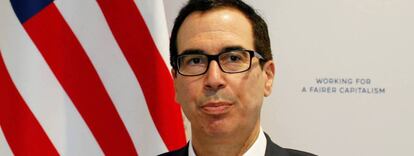El secretario de Tesoro de EE UU, Steven Mnuchin, durante última reunión de funcionarios del G7.