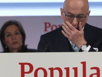 El exvicepresidente del Banco Popular Roberto Higuera durante una reunión del consejo de administración de la entidad previa a una junta extraordinaria de accionistas. EFE Mariscal 