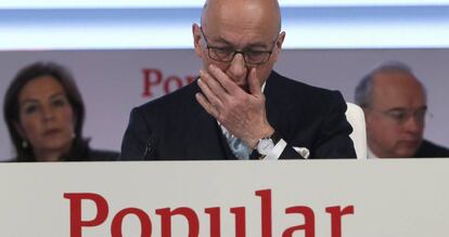 El exvicepresidente del Banco Popular Roberto Higuera durante una reunin del consejo de administracin de la entidad previa a una junta extraordinaria de accionistas. EFE Mariscal 