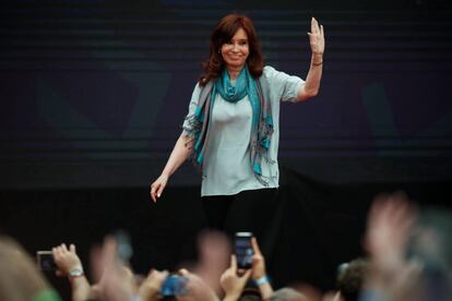 Cristina Fernández de Kirchner, en el estadio de Ferro, en Buenos Aires.