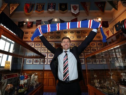 Steven Gerrard, en su presentación como entrenador del Rangers.