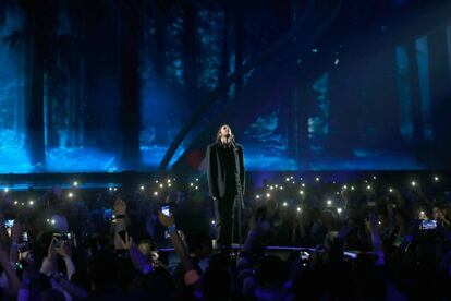 Salvador Sobral, representante de Portugal, durante el ensayo de la final de Eurovisión.