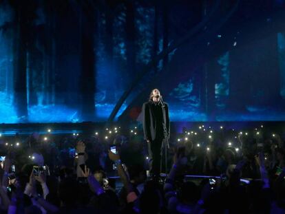 Salvador Sobral, representante de Portugal, durante el ensayo de la final de Eurovisión.