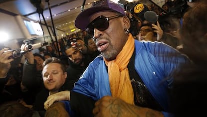 Dennis Rodman, a su regreso de Corea del Norte.