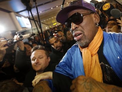 Dennis Rodman, a su regreso de Corea del Norte.