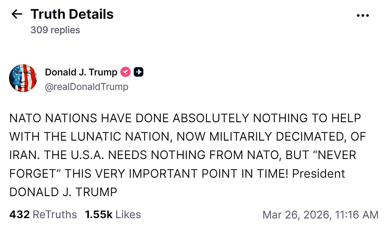 Trump carga contra la OTAN por no ayudarle con Irán: “EE UU nunca lo olvidará”