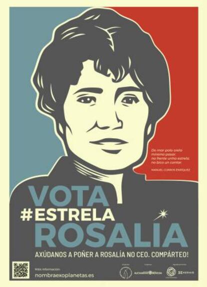 Cartel de apoyo a la candidatura de Rosalía de Castro.