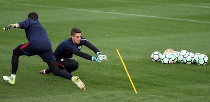 Kepa, durante un entrenamiento con el Athletic.