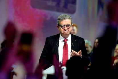 El líder de La France Insoumise, Jean-Luc Mélenchon, el domingo pasado en Reims.