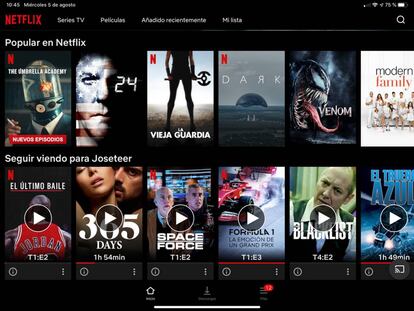 Página principal de Netflix.