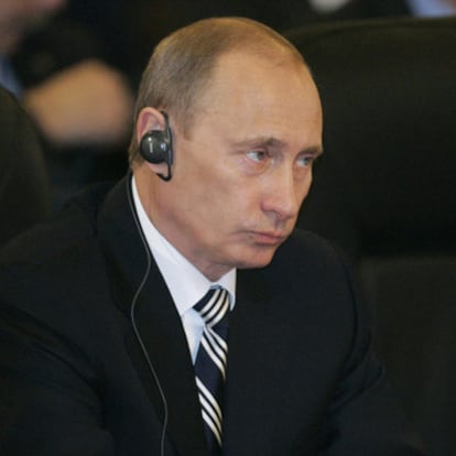 El presidente saliente de Rusia, Vladímir Putin, en Bucarest