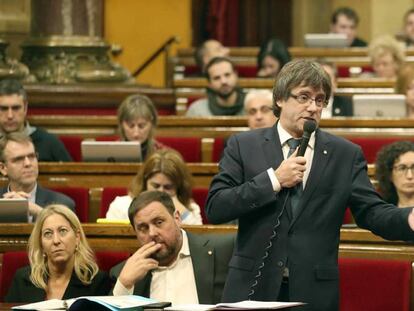 Carles Puigdemont, aquest dimecres, al ple del Parlament.