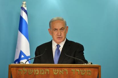 El primer ministre Netanyahu durant la seva compareixença divendres.