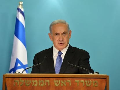 El primer ministro Netanyahu durante su comparecencia el viernes. 