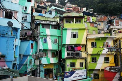 Favela de Santa Marta, barrio de Botafogo, una de las primeras comunidades en ser pacificadas en la ciudad de Río de Janeiro (año 2008).