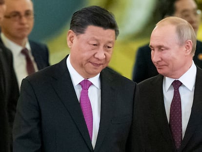 Los presidentes de China, Xi Jinping, y de Rusia, Vladímir Putin, durante la última visita del primero a Moscú, en 2019.