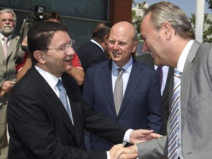 El presidente de la Organizaci&oacute;n Mundial del Turismo, Taleb Rafai, recibe en Benidorm al presidente valenciano Alberto Fabra