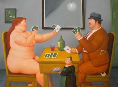 <i>El jugador de cartas,</i> óleo de Fernando Botero.