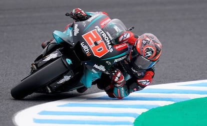 Quartararo, en los entrenamientos en Motegi.