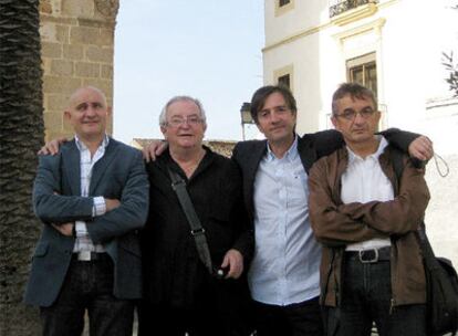 De izquierda a derecha, Toño Pérez, Juan Mari Arzak, Olivier Roellinger y Michel Bras, en Cáceres.