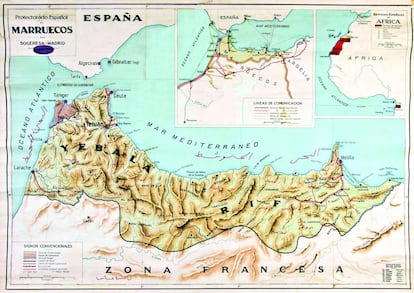 Mapa del Protectorado español en Marruecos, 1924