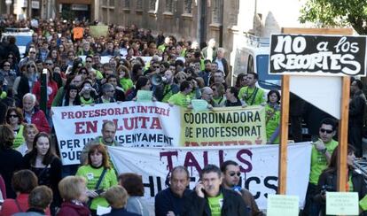 Manifestaci&oacute;n de interinos contra los recortes en Valencia, en marzo