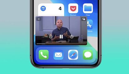 Modo 'picture in picture de YouTube en iOS.