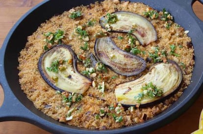 Eggplant with quinoa. 