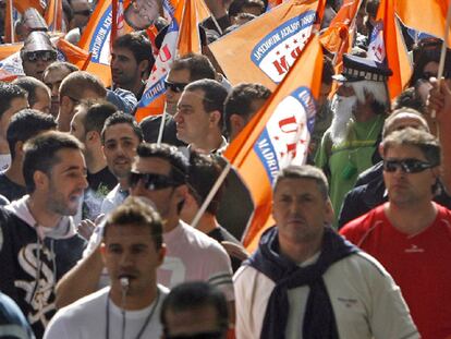 Protesta de policías municipales.