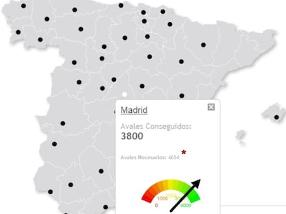 Mapa de los avales por provincia de Equo.