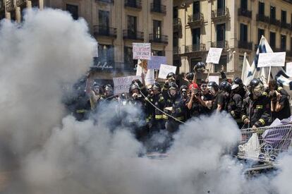 Los bomberos de Barcelona se manifiestan en mayo del a&ntilde;o pasado para reclamar mejoras laborales