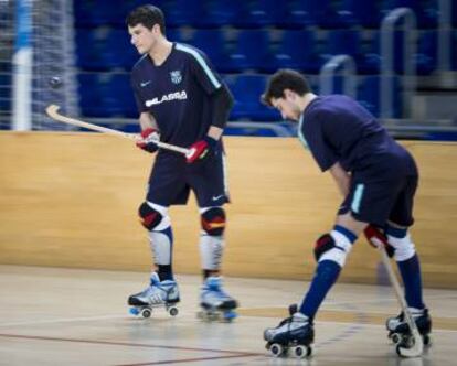 Pablo Álvarez (i) e Ignacio Alabart, durante un entrenamiento en el Palau. 