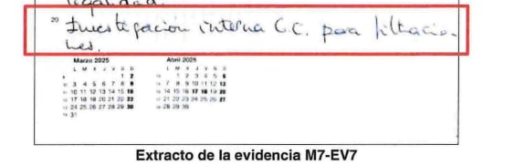 Anotación de la agenda de Leire Díez