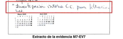 Anotación de la agenda de Leire Díez