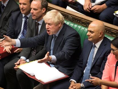 El primer ministro británico, Boris Johnson, este miércoles en el Parlamento. 