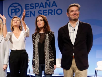 Cifuentes, Cospedal, Levy y Catalá en la presentación del programa electoral del PP.
