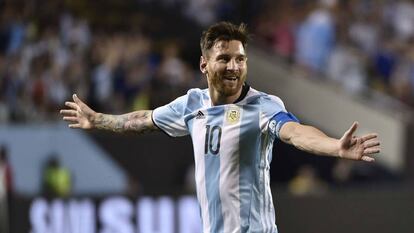 Messi celebra su segundo gol ante Panamá.