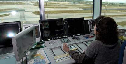 Controladora a&eacute;rea del aeropuerto de Barajas, en Madrid.